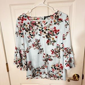 Light blue floral formal top